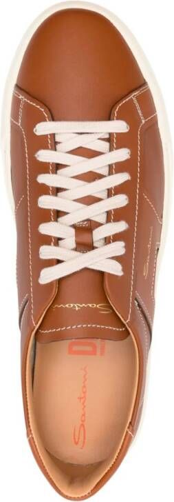 Santoni Leren sneakers met vlakken Bruin