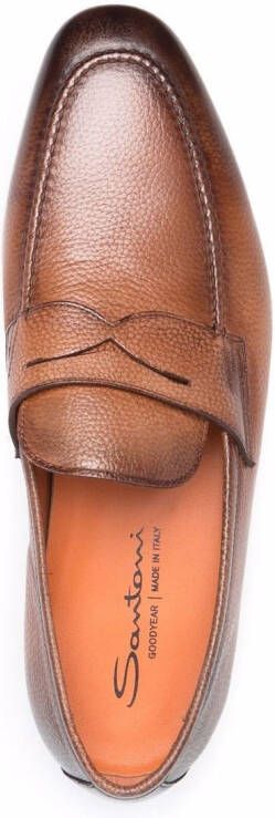 Santoni Penny leren loafers Bruin