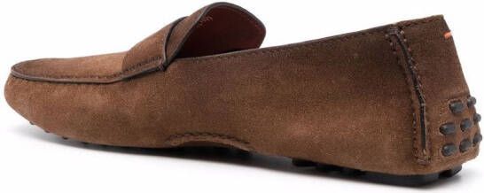 Santoni Penny loafers met ronde neus Bruin