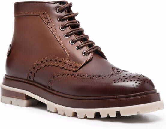 Santoni Polacco brogue enkellaarzen Bruin