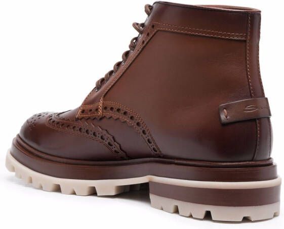 Santoni Polacco brogue enkellaarzen Bruin