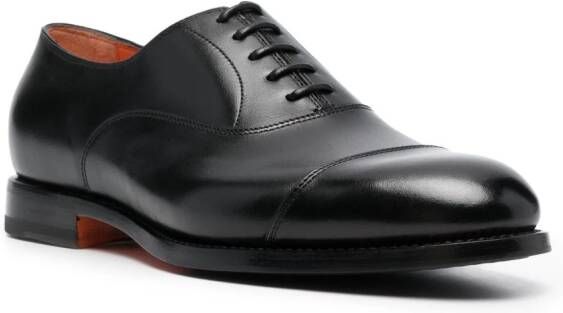 Santoni Leren Oxford schoenen Zwart
