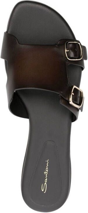 Santoni Sandalen met dubbele gesp Bruin