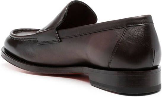 Santoni Leren loafers Bruin
