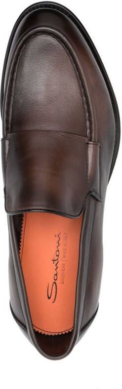 Santoni Leren loafers Bruin