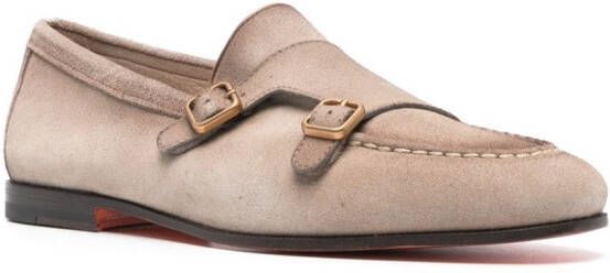 Santoni Suède gespschoenen Beige