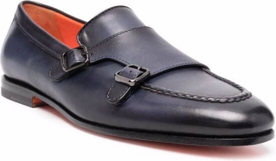 Santoni Suède gespschoenen Blauw