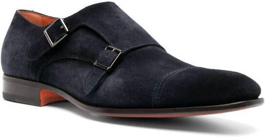 Santoni Suède gespschoenen Blauw