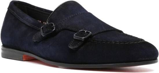 Santoni Suède gespschoenen Blauw