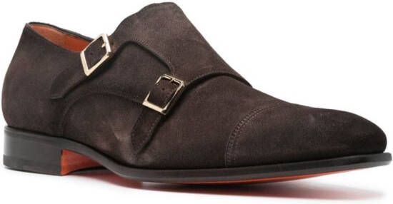 Santoni Suède gespschoenen Bruin