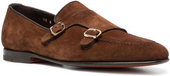 Santoni Suède gespschoenen Bruin