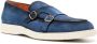 Santoni Suède loafers met dubbele gesp Blauw - Thumbnail 2