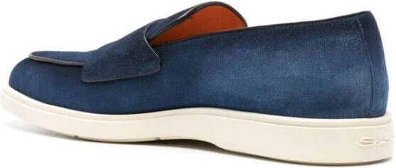Santoni Suède loafers met dubbele gesp Blauw