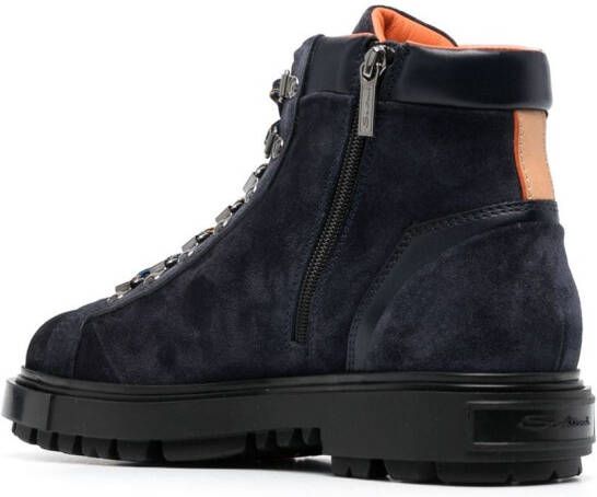 Santoni Suède veterlaarzen Blauw