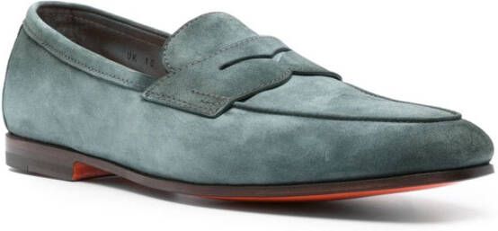 Santoni Suède loafers Blauw