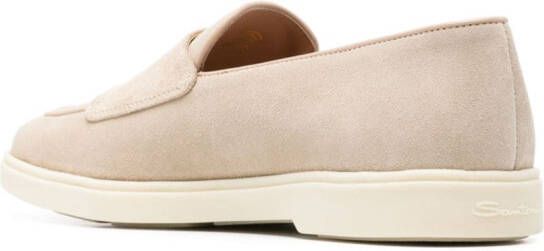 Santoni Suède loafers met dubbele gesp Beige