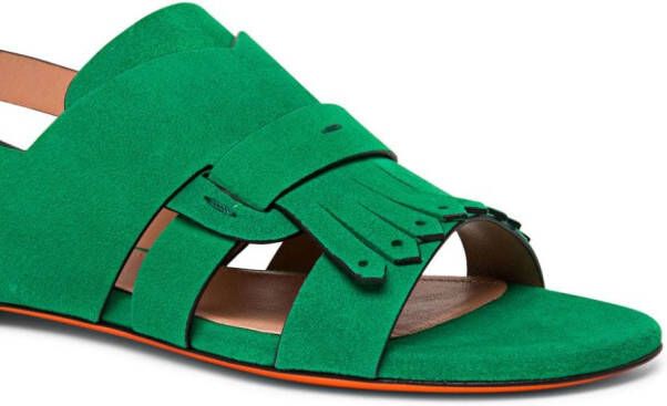 Santoni Suède sandalen met franje Groen