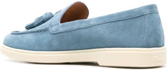 Santoni Suède loafers Blauw