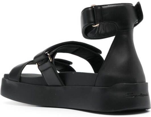 Santoni Sandalen met klittenband Zwart