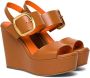 Santoni Leren sandalen met sleehak Bruin - Thumbnail 2