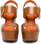 Santoni Leren sandalen met sleehak Bruin - Thumbnail 4