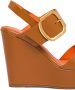 Santoni Leren sandalen met sleehak Bruin - Thumbnail 5