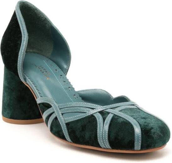 Sarah Chofakian Albert 55 fluwelen pumps Groen