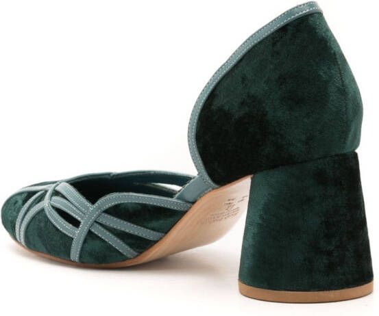 Sarah Chofakian Albert 55 fluwelen pumps Groen