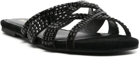 Sarah Chofakian Alix slippers met studs Zwart