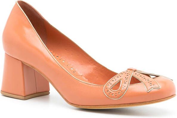 Sarah Chofakian Audrey leren pumps Oranje