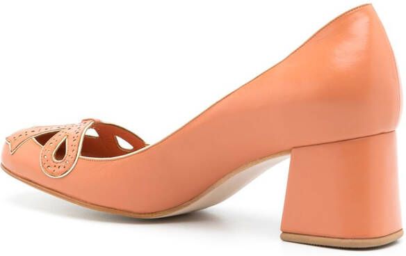 Sarah Chofakian Audrey leren pumps Oranje