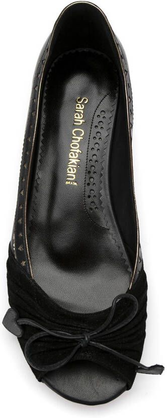 Sarah Chofakian bow leather ballerinas Zwart