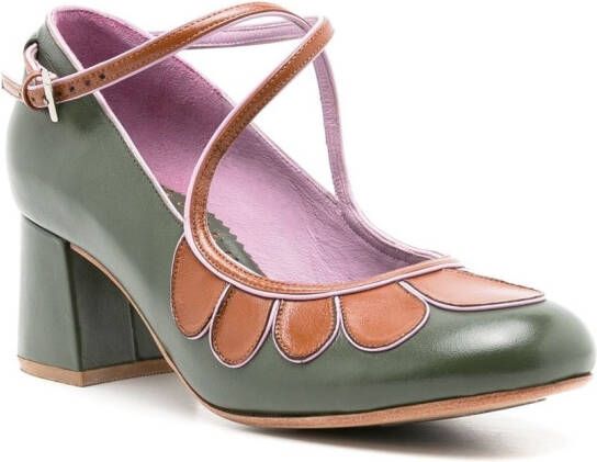 Sarah Chofakian Belis pumps met colourblock Groen