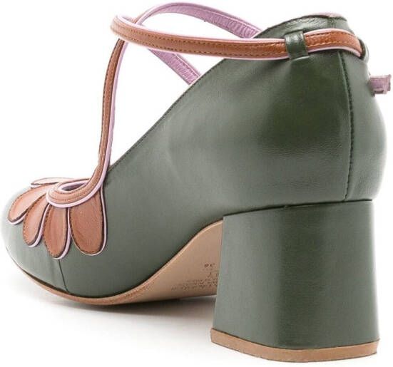 Sarah Chofakian Belis pumps met colourblock Groen