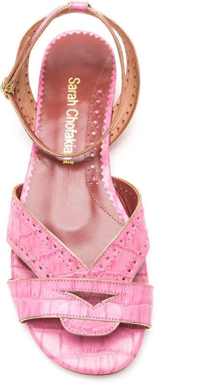 Sarah Chofakian Chemisier leren sandalen Roze