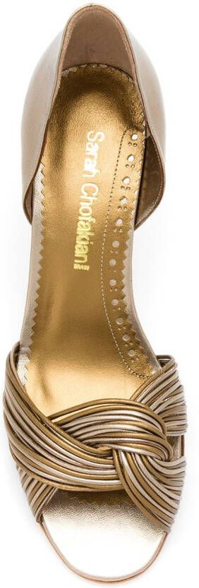 Sarah Chofakian Colagem pumps met open neus Goud