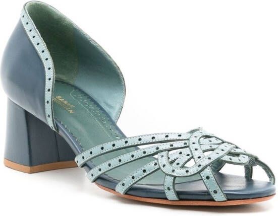 Sarah Chofakian Cordelia sandalen met gekruiste bandjes Blauw