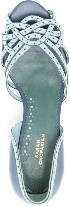 Sarah Chofakian Cordelia sandalen met gekruiste bandjes Blauw