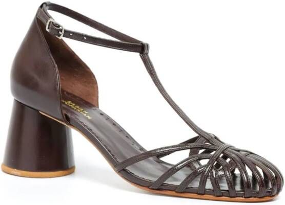 Sarah Chofakian Eugenie 65 mm gekooide leren pumps Bruin