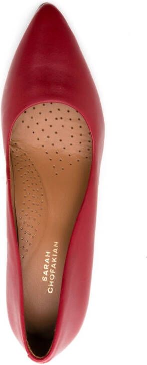 Sarah Chofakian Francesca pumps met puntige neus Rood