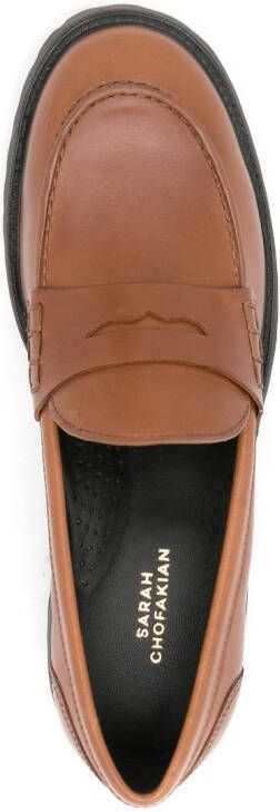 Sarah Chofakian Holly leren loafers Bruin