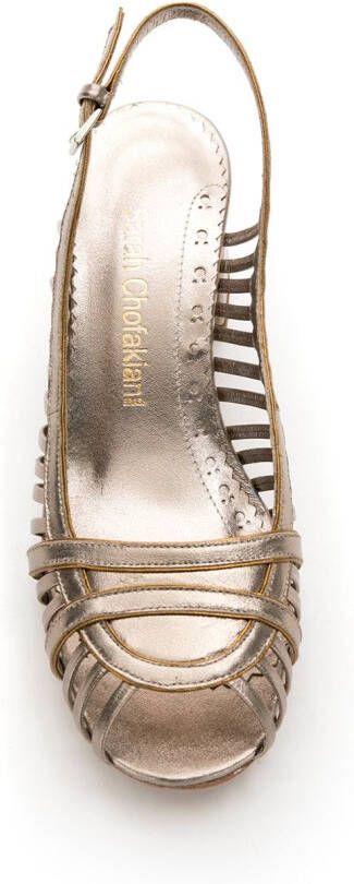 Sarah Chofakian Jezz leren sandalen Goud