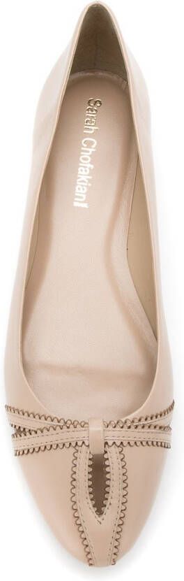 Sarah Chofakian Leren ballerina's Beige