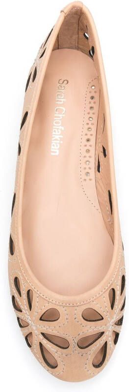 Sarah Chofakian leren ballerinas Beige