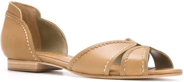 Sarah Chofakian leren ballerinas Beige