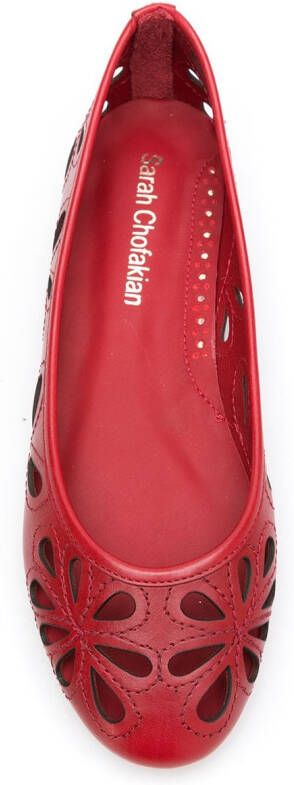 Sarah Chofakian leren ballerinas Rood