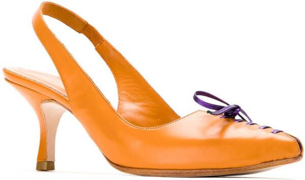 Sarah Chofakian Leren slingback pumps Oranje