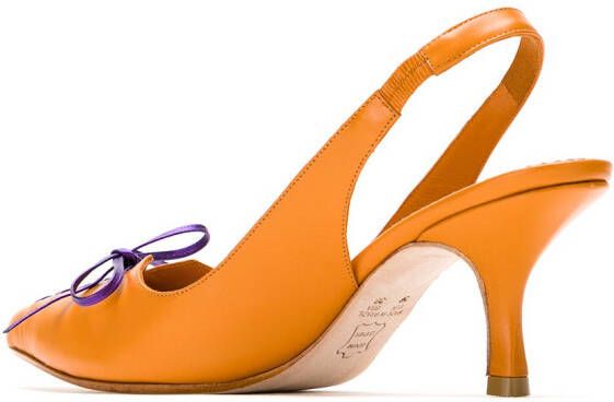 Sarah Chofakian Leren slingback pumps Oranje