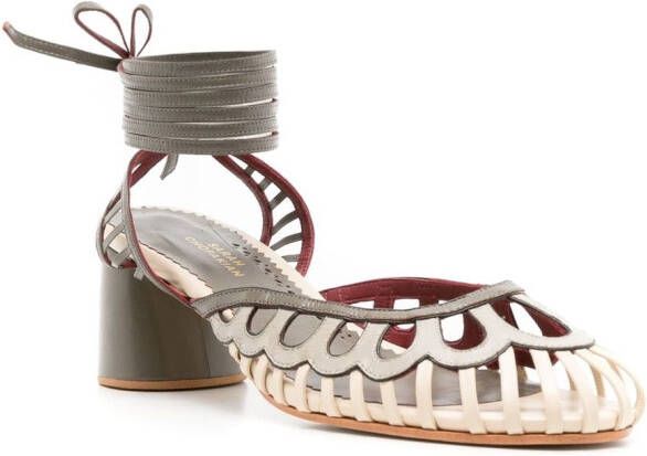 Sarah Chofakian Lilibet sandalen met enkelband Groen