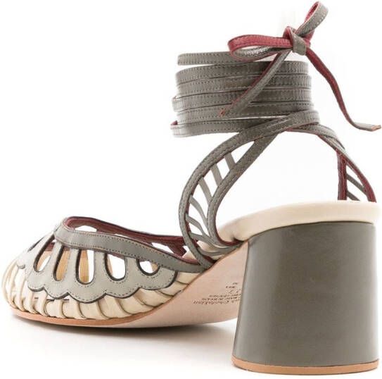 Sarah Chofakian Lilibet sandalen met enkelband Groen